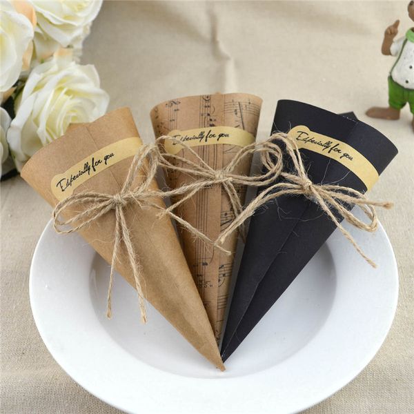 

paper gift box kraft paper cones ice cream flower diy bouquet holder candy boxes table decor wedding gifts party supplies june 9