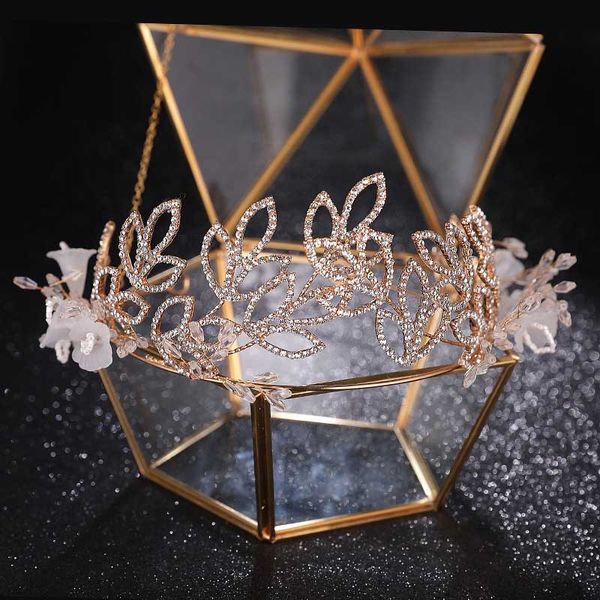 

2019 gold metal crystal flower leaves beads tiaras crowns pendant earrings bride noiva wedding party jewelry sets, Silver