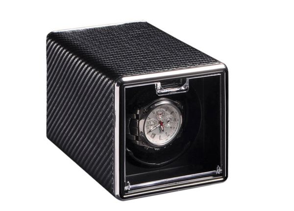 

expandable black red rotation automatic watch winder display box transparent cover mechanical watch winding box storage, Black;blue