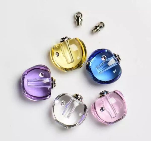 

6 mix color crystal флаконы подвеска с винтовой крышкой парфюмерного маслом флакона бутылки мода именем ожерелье кулон на рис искусство бано