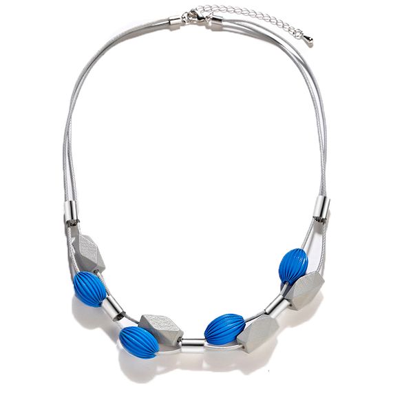 

collier femme 2019 korean geometric wood beads choker necklaces for women fashion rope chain necklaces & pendants boho jewelry, Golden;silver