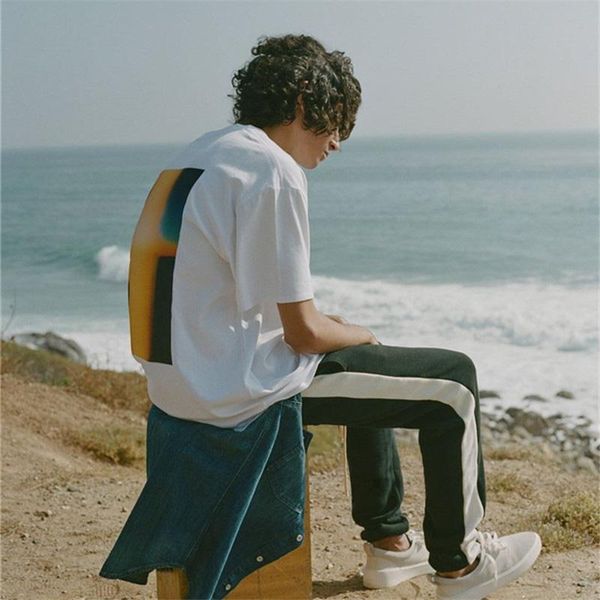 

fog основы мужских футболок высокого конец улицы бренд футболка пляж фото письмо печать свободный припуск хлопок высокого качество популярно, White;black