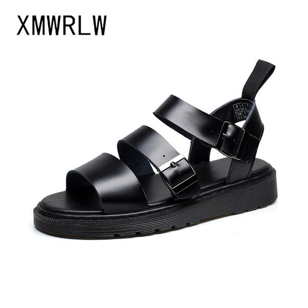 

xwmrlw genuine leather women buckle strap black sandals gladiator summer shoes platform sandal woman shoes sandals for women