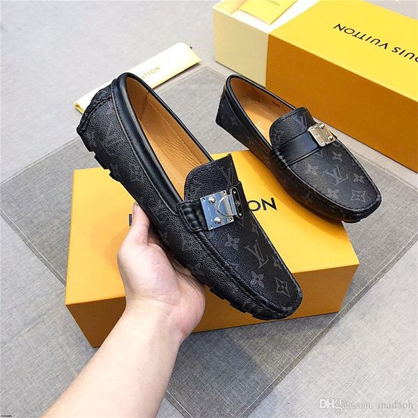 

20fw genuine leather men shoes outdoor luxury brands loafers italian designers mens shoes fashion casual slip on moccasins shoes yetc5, Black