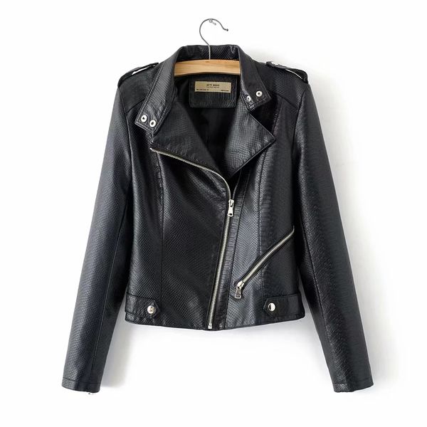 

klacwaya women pu leather jackets kl9820pt, Black