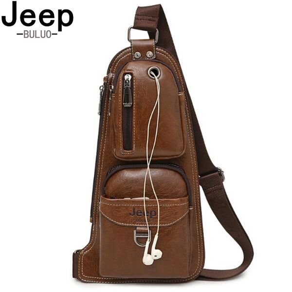 

jeep buluo brand new men messenger bags crossbody shoulder bag famous man's leather sling chest bag fashion casual 6196