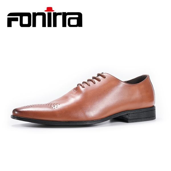 

fonirra новый 2018 мужчины бизнес формальные платье обувь оксфорд мужчины кожаная обувь британский стиль зашнуровать острым носом низкие вер, Black
