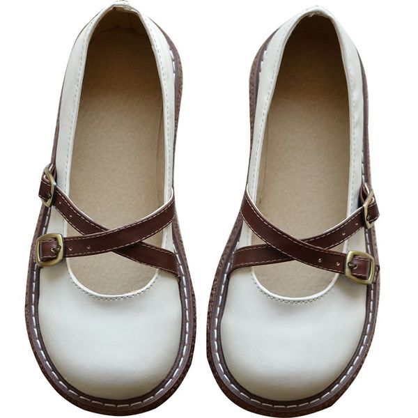 

mori literary thick-bottomed big head shoe handmade comfort wild doll shoe japanese retro women's single shoes flat casual, Black