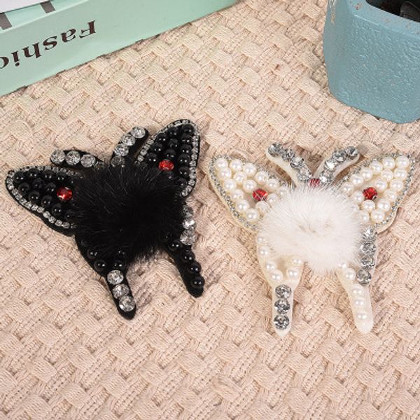 

20pcs new hand-stitched pearl butterfly cloth stickers diamond clothing accessories patch stickers armband stickers decoration, Black