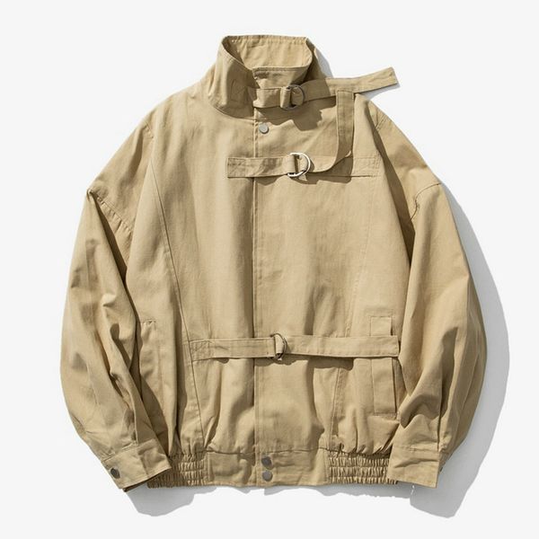 

2019 осень новая мода куртка мужчины hip hop повседневная куртки streetwear ветровка хлопок пальто карман одежды высокого качества, Black;brown