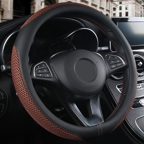 

artificial leather styling car interior steering wheel cover breathable protector anti slip wear resistant universal fit 38c