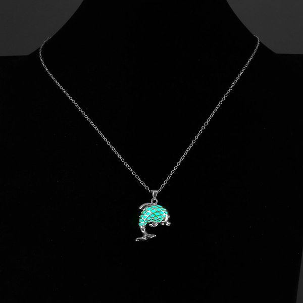 

jg1 luminous necklace lovely dolphin pendant necklaces creative silver plated 3 color styles glowing in the dark jewelry gift for friend