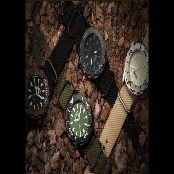 

shark army full steel 100m waterproof date display black nylon band luminous hands reloj military sport quartz men watch /saw193, Slivery;brown