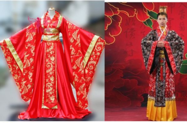 

chinese bridal dress of ancient women's wear, White;black