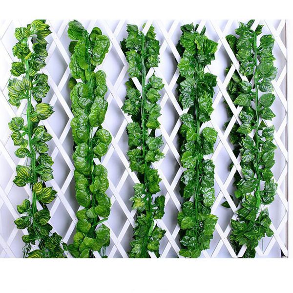 

2m long simulation plants green ivy leaf fake flower artificial hanging plants grape vine home wedding garden decoration