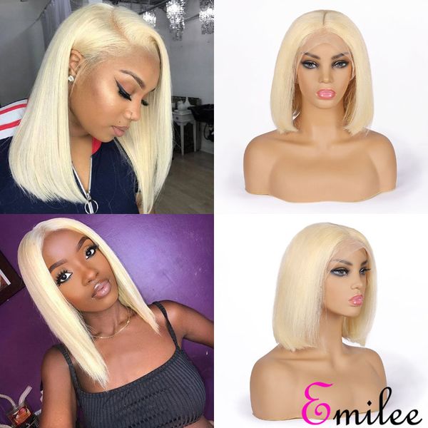 

emilee 613 blonde hair wig for black woman straight remy short bob wigs 8 inch indian human virgin hair 130%, Black;brown