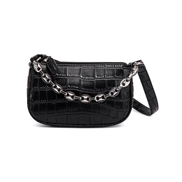 

bag women's 2020 new style crocodile pu leather women's shoulder bag acrylic chain milk white underarm over-the-shoulder