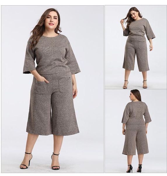

роскошные костюмы мода повседневная одежда set 3/4 sleeve tops + wide leging штаны два piece set женские летние спортивные костюмы плюс разм, White