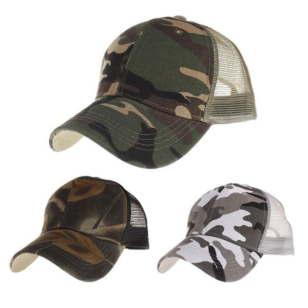 

men sun hat spring summer camouflage mesh cap breathable baseball cap snapback hip hop for men women outdoor mountaineering, Blue;gray