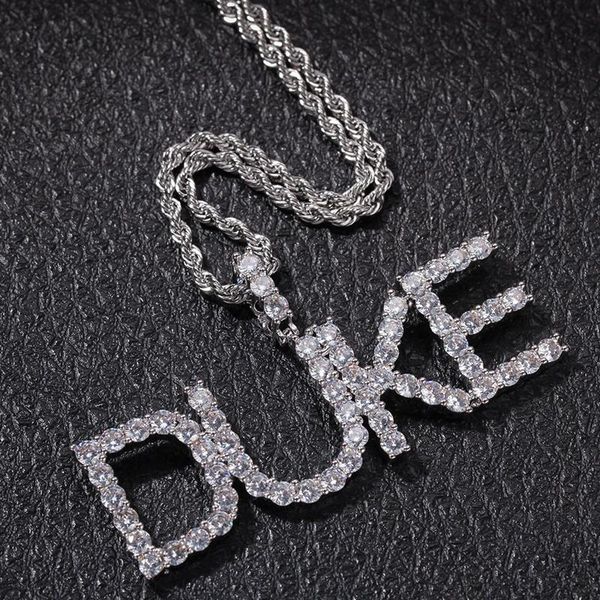 

custom name iced out letter necklace mens hip hop gold silver necklaces womens letter pendant necklace jewerly