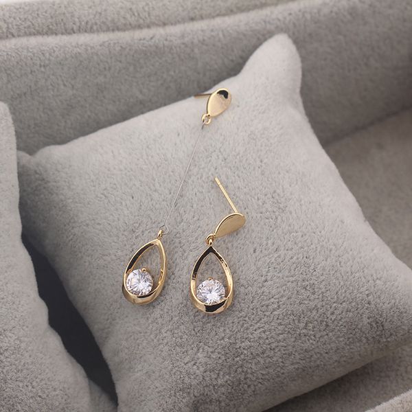 

simple design women asymmetry stud earring drop chain earring girl ear pin jewelries accessories, Silver