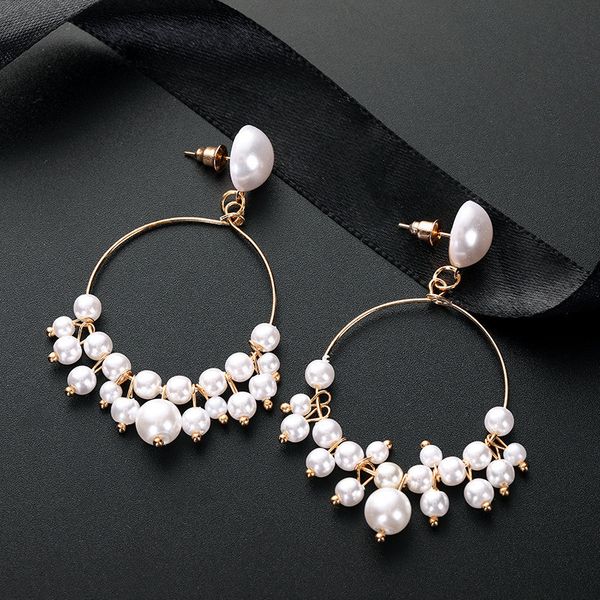 

new female flower long pearl tassel dangle drop earrings jewelry fashion woman earrings 2019 fine jewelry accessories earrings, Silver