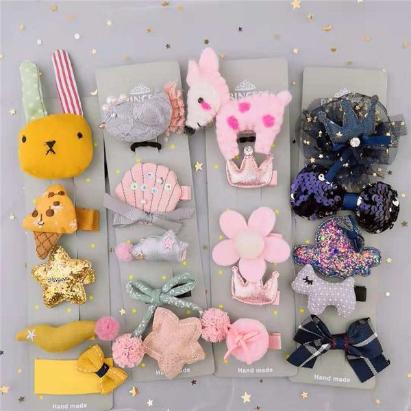 

1 set gift cute cartoon plush hairpins girls kids hair clips barrette accessories for children hairclip headdress headwear tiara, Black;brown