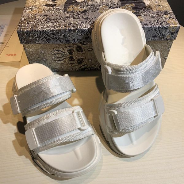 

camouflage technical fabric mule platform slides designer sandals luxury women designer shoes size 35 to 40, Black