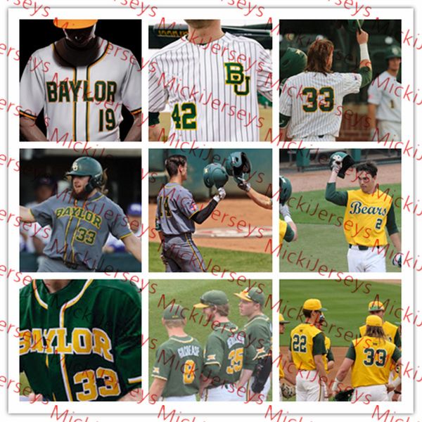 

Custom Baylor Bears Baseball Jersey Richard Cunningham Nick Loftin Josh Bissonette Cole Haring Chase Wehsener Paul Dickens Baylor Jersey
