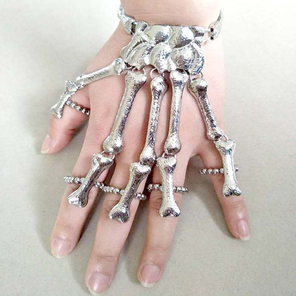 

haystarway halloween girl women female punk skeleton bracelet gift jewelry birthday gothic party, Golden;silver