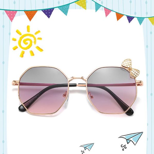 

children glasses polygonal metal colorful cool bow kids sunglasses cord, White;black
