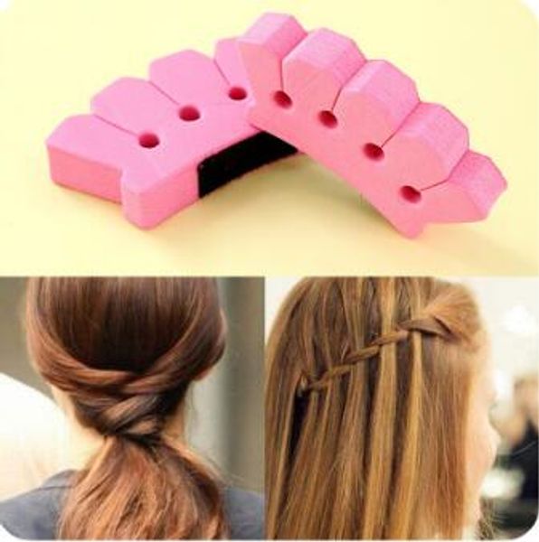 

2 size convenient pink diy sponge four-stranded braid centipede flowers braid hair care & styling tools ha038, Brown