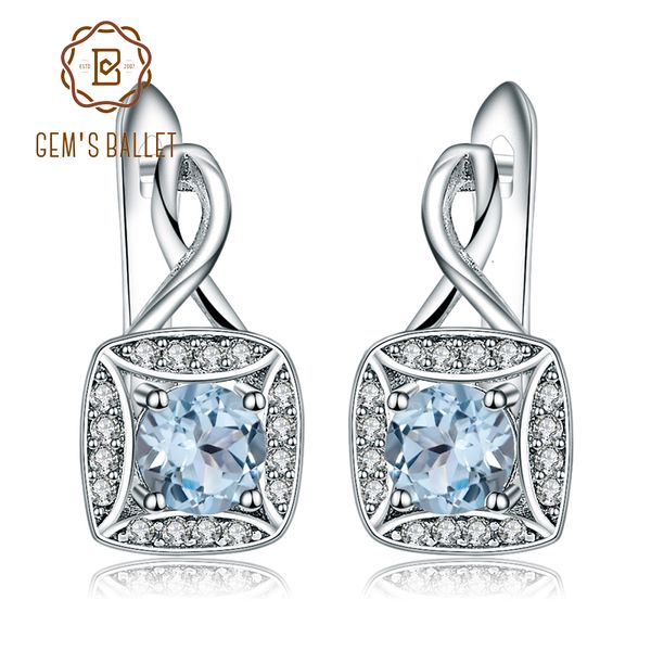 

gem балетных природный голубой топаз подлинное 925 серебро клип серьги для женщин модные подарка ювелирных изделий венчания cj191201, Golden
