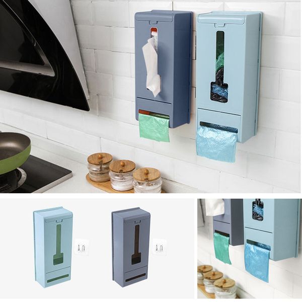 

wall mounted garbage bag finishing storage box kitchen removable plastic bag storage container bathroom organizer