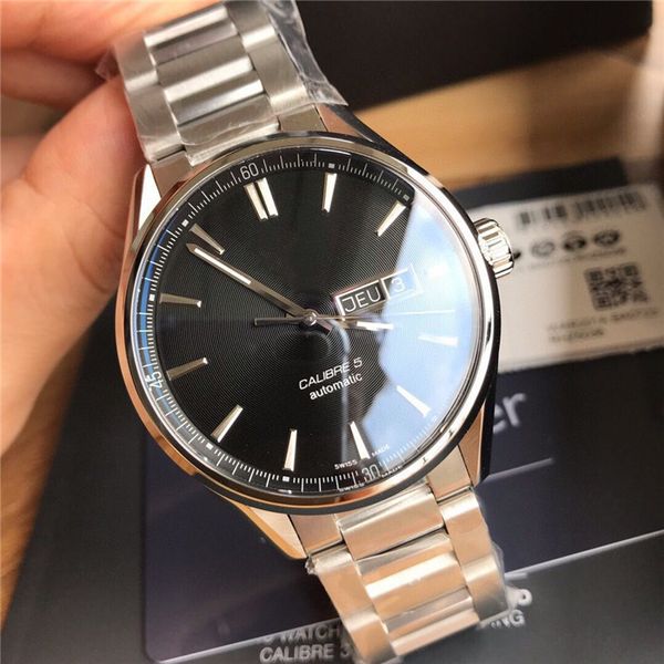 

brand watches fine steel perfectly drawn watchband double calendar automatic machine sw220 movement through the bottom design, Slivery;brown