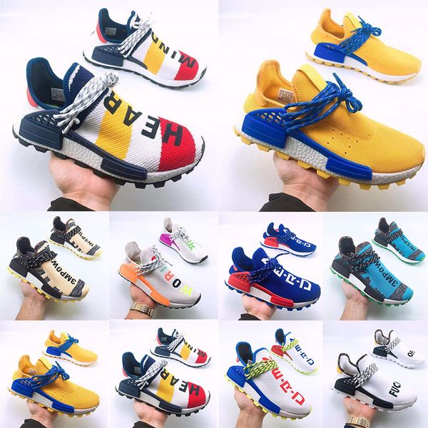

Hot NMD Human Race trail Running Shoes black white Men Women Pharrell Williams HU Runner Yellow Red Mens Trainers Sports Sneaker 36-47