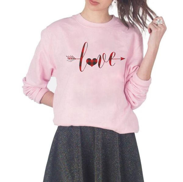 

plaid love heart women sweatshirt valentines day sweats love pulloversgirlfriend valentine sweatshirts fashion 100%cotton, Black