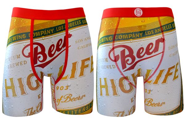 

new psd men's underwear long leg boxer beer high life / bacon / pizza french fries ~ no box, Black;white