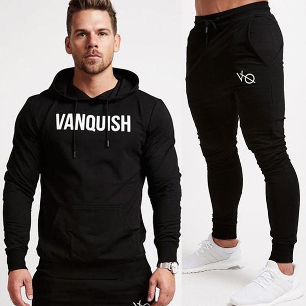 

mens running sportswear sweatshirt/sweatpants trousers gym fitness training hoodies pants 2pcs/sets male jogger sports tracksuit, Black;blue