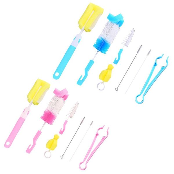 

7 pcs baby bottle brush baby bottle nipple straw brush sponge nylon cleaning brush cleaner kit for bottles/cups/straw