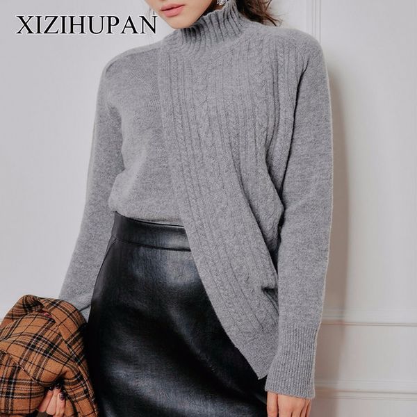 

xizihupan irregular women's turtleneck batwing sleeve pullover female thick personality sweater for women korean clothes new, White;black