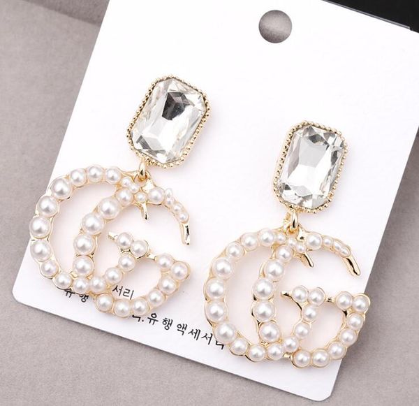 

Fa hion letter g earring gold color tud earring with pearl for women girl party jewelry, Golden;silver