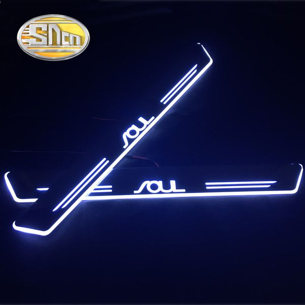 

sncn 4pcs car led door sill for kia soul 2015 2016 2017 2018 ultra-thin acrylic flowing led welcome light scuff plate pedal