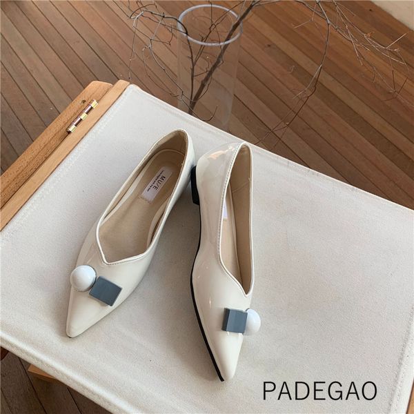 

2020 women shoes white buckle flats shoes shallow solid elegant sweet fashion women flat, Black