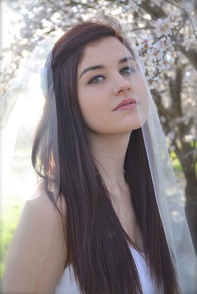 

elegant one-layer white ivory champagne red black purple pink wedding veil popular cut edge waist length bridal vei