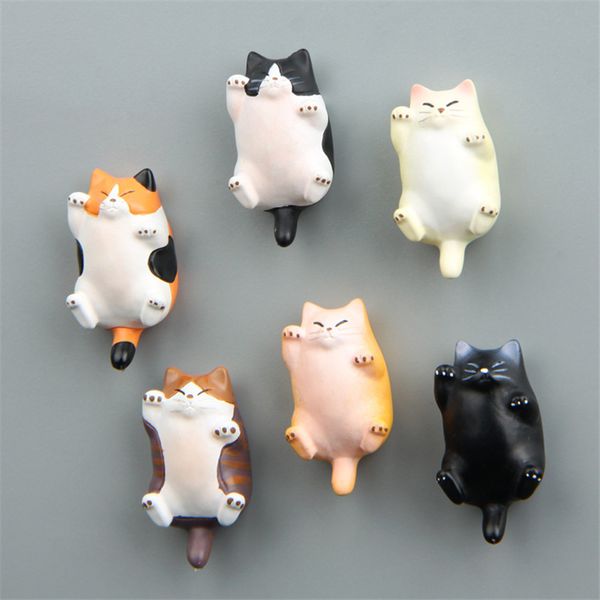 

6pcs/set kawayi cartoon warm cat fridge magnet resin animal model refrigerator gift home decor accessories figurines ywdy26