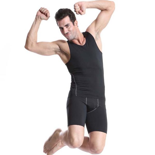 

e-baihui 2021 sleeveless running t-shirt men gym fitness tight shirt sport tank quick dry men' running vest bodybuilding sport vest 10, White;black