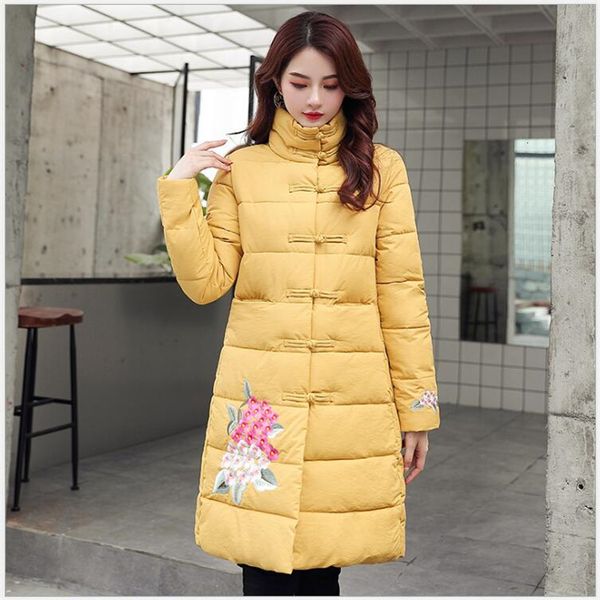 

2019 new winter women jas fat winter women cato weatherman national style long embroidered jas women's park 257, Black