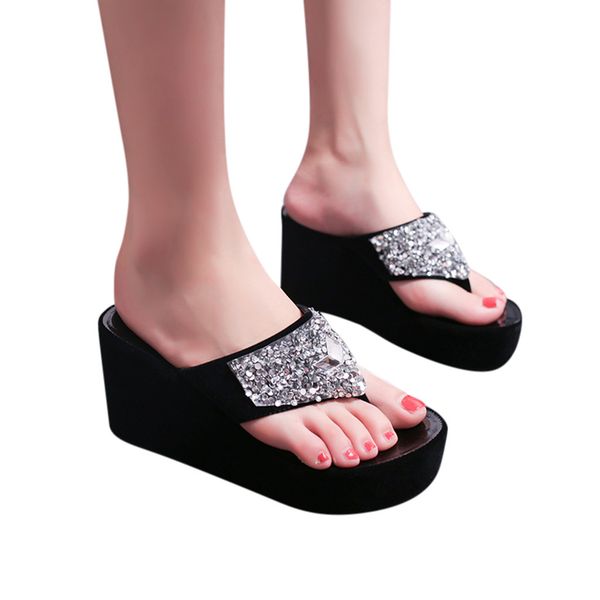 

summer sandals wedges women slip flip flops beach sandals shoes casual female ladies shoes zapatos mujer #3, Black