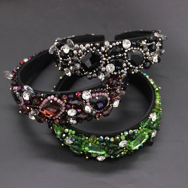 

fashion luxury palace retro headband headband full gem multicolor wild temperament luxury ball fashion headband accessories 899, Golden;white